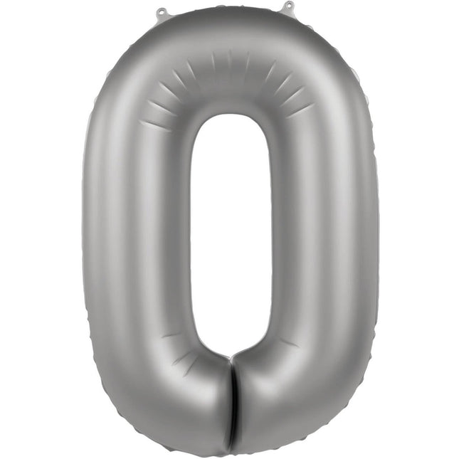 0 Jaar Cijfer Ballon Zilver 86cm - Partywinkel - 8714572104708