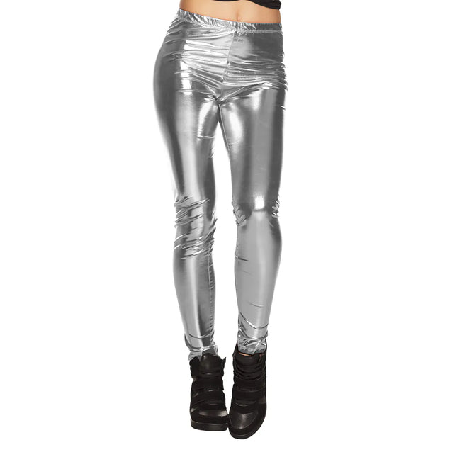 Legging Metallic Silber