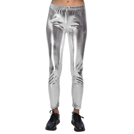 Legging Metallic Silber