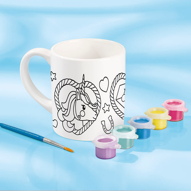 Bemale deine eigene Einhorn-Tasse inklusive Farbe und Pinsel