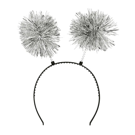 Silberne Haarband Pompons