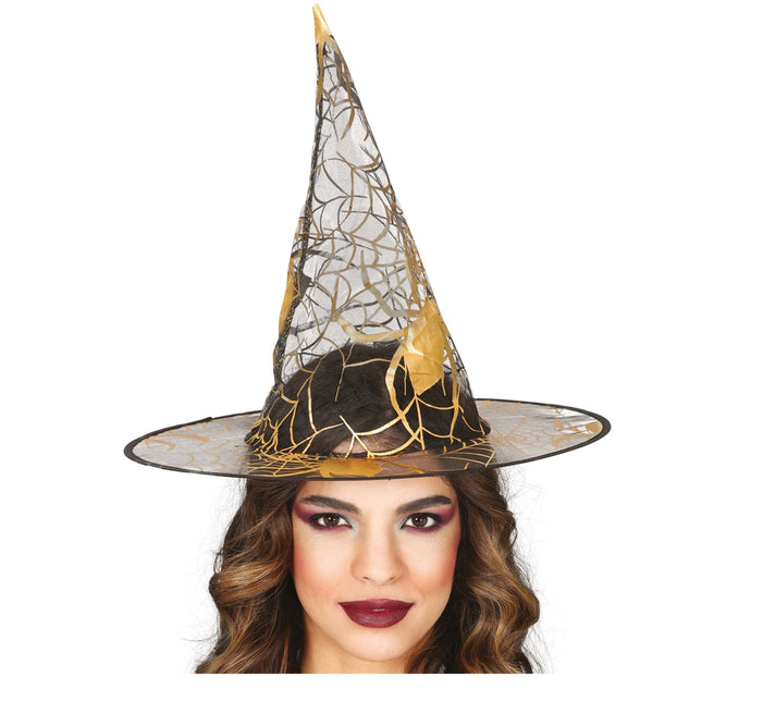 Halloween Hexenhut Schwarz Gold