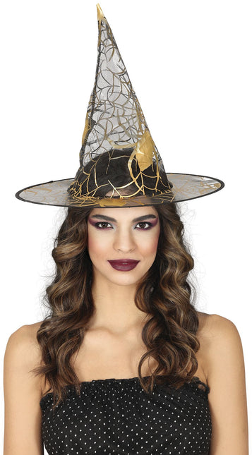 Halloween Hexenhut Schwarz Gold