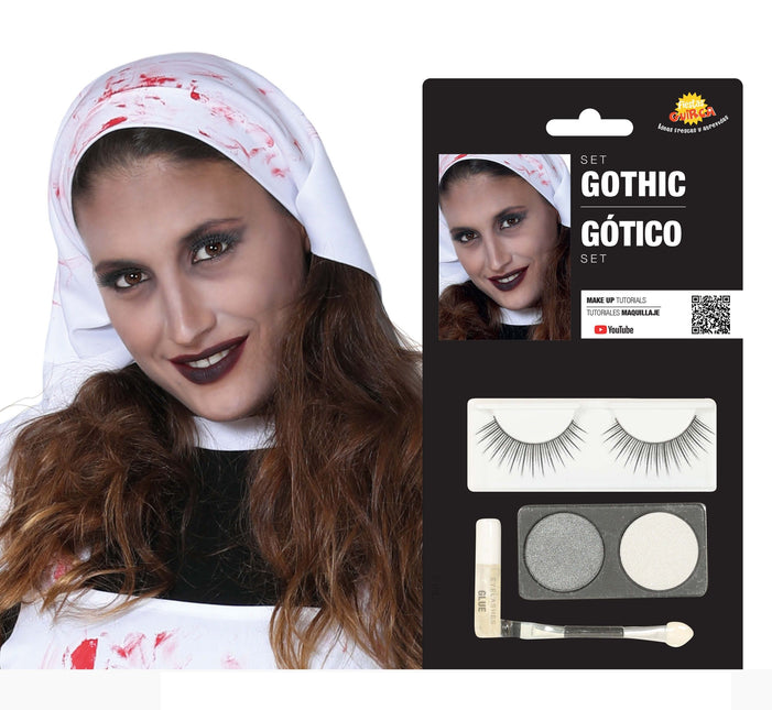 Make-up Set Goth Silber Weiß 4 Stück