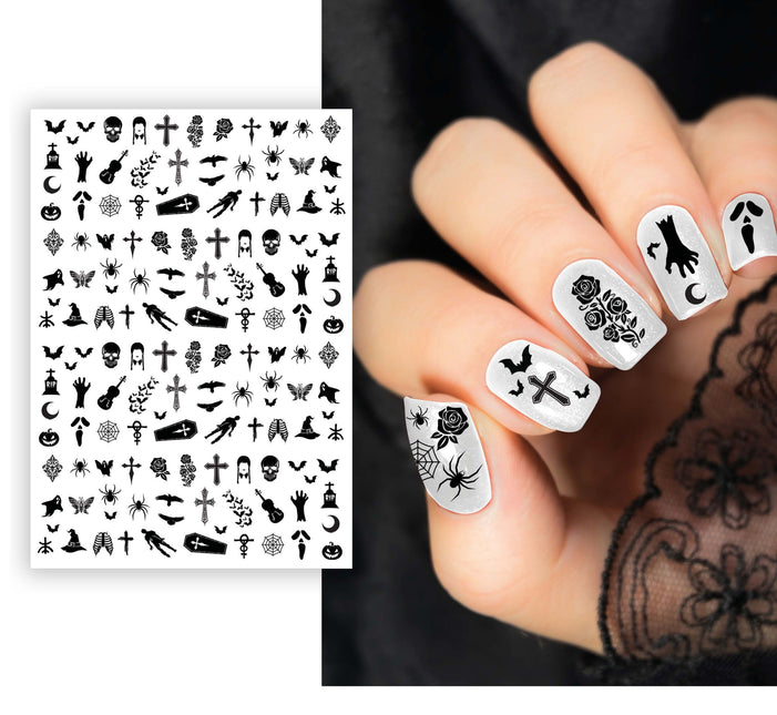 Halloween Nail Sticker Schwarz