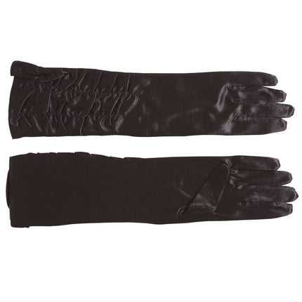 Halloween Handschuhe Samt Schwarz 45cm