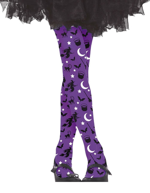 Lila Halloween Legging Hexe Kind