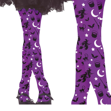 Lila Halloween Legging Hexe Kind