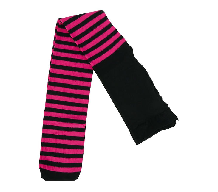 Halloween Strumpfhose Kind Schwarz Rosa Gestreift