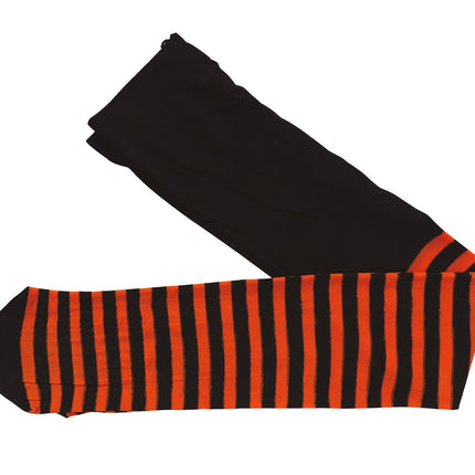 Halloween Strumpfhose Kind Schwarz Orange Gestreift