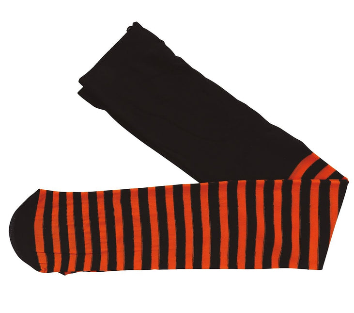 Halloween Strumpfhose Kind Schwarz Orange Gestreift