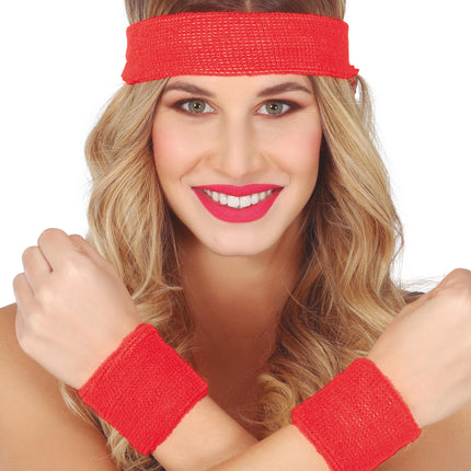 Set 2 Armbänder und Stirnband Rot