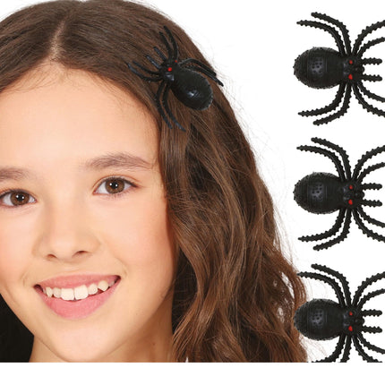 Halloween Haarspange Fake Spinne 3cm 3Stk