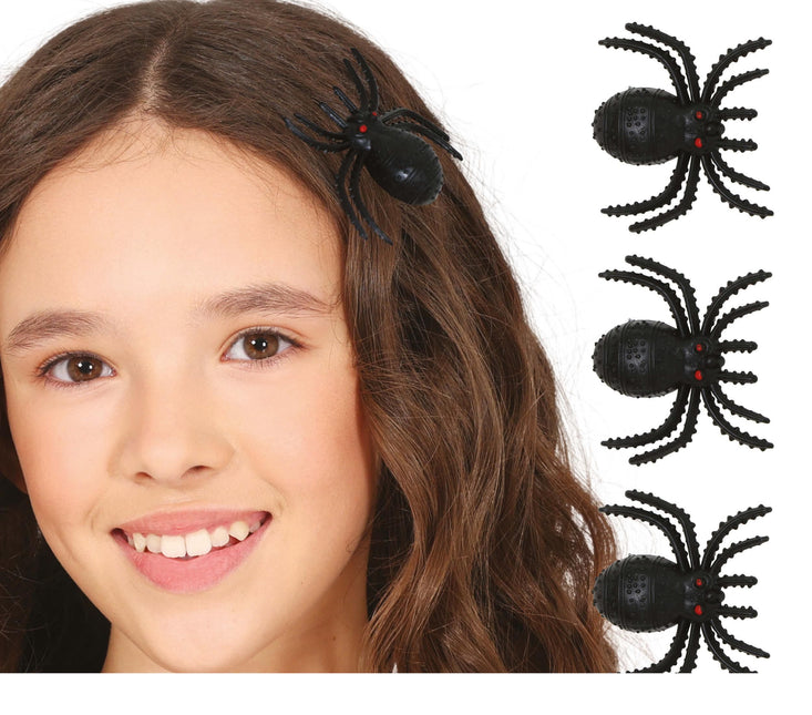 Halloween Haarspange Fake Spinne 3cm 3Stk