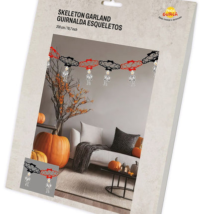 Halloween-Girlande Skelett-Anhänger 2m