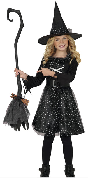 Halloween Hexenbesen Schwarz Lila 90cm