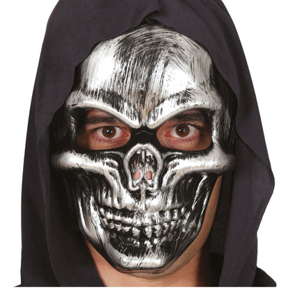 Halloween Maske Silberner Totenkopf