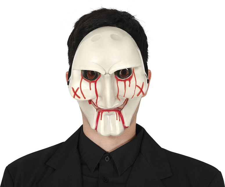 Halloween Maske Weiß-Rot-Teufel