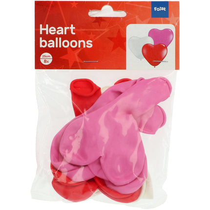 Herzförmige Luftballons Gemischte Farben - 10 Zoll/25 cm - 8 Stück