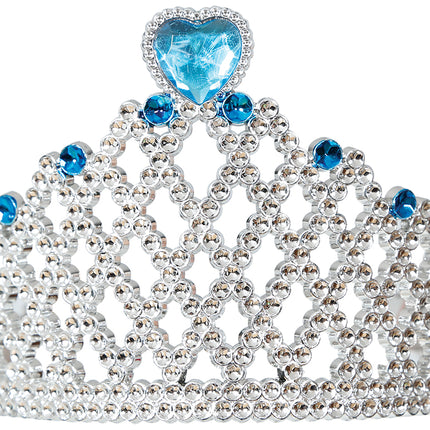 Eisprinzessin silberne Tiara blaues Herz, Kinder