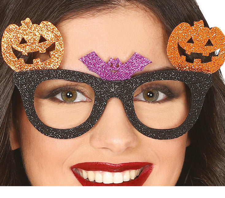 Halloween Brille Kürbis Glitzer