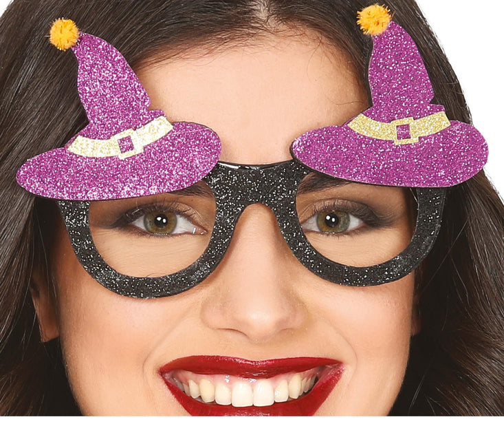 Halloween-Brille Hut Glitter