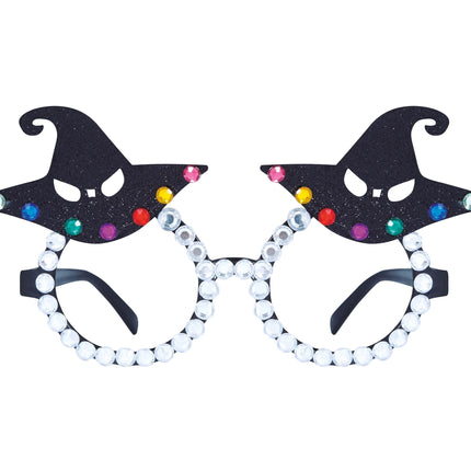 Halloween-Brille Hexenhut Glitzer