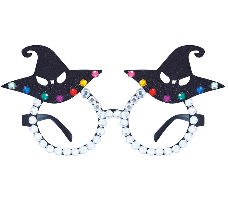 Halloween-Brille Hexenhut Glitzer