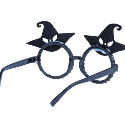 Halloween-Brille Hexenhut Glitzer