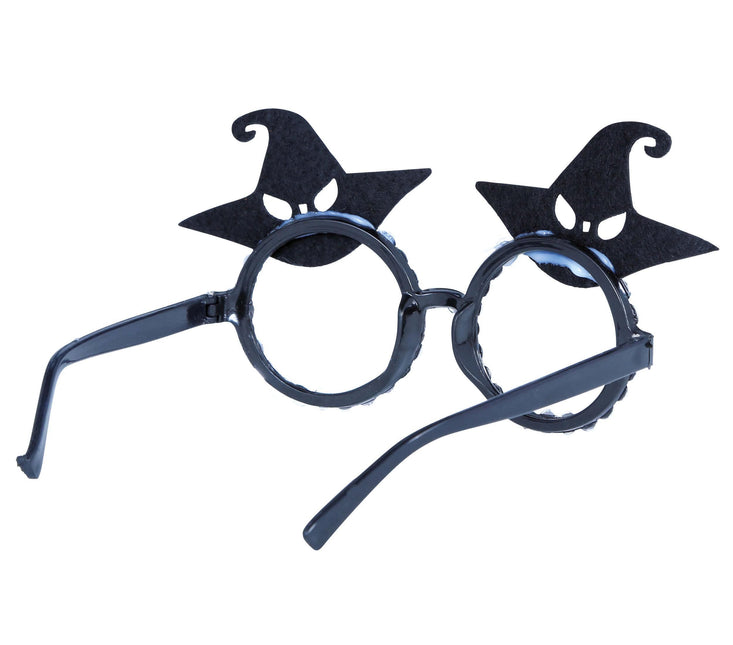 Halloween-Brille Hexenhut Glitzer