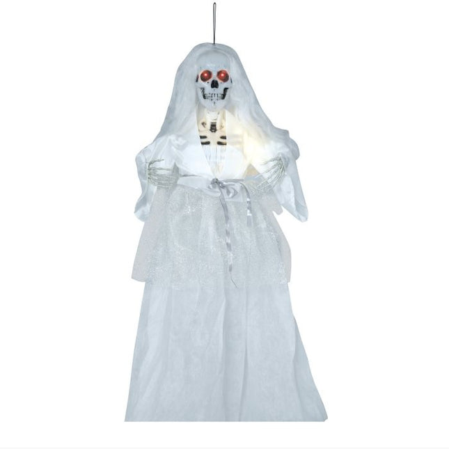 Halloween Puppe Skelettbraut mit Licht und Ton 90cm