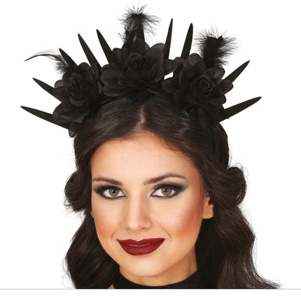 Halloween Stirnband Schwarze Blumen