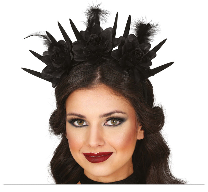 Halloween Stirnband Schwarze Blumen