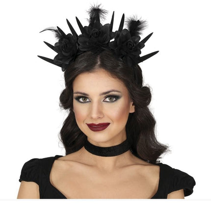 Halloween Stirnband Schwarze Blumen