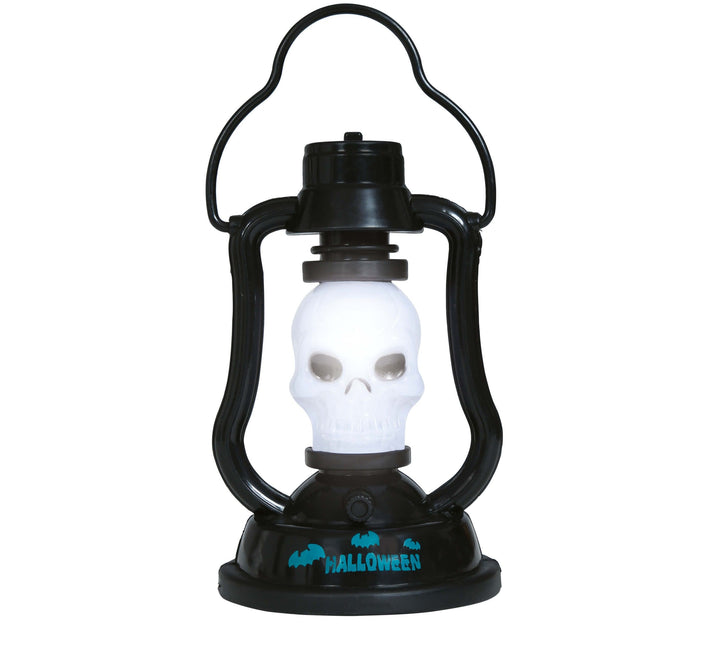 Halloween Laterne Totenkopf mit Licht und Sound 15cm