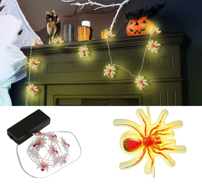 Halloween Lichterkette Spinnen 1,2m