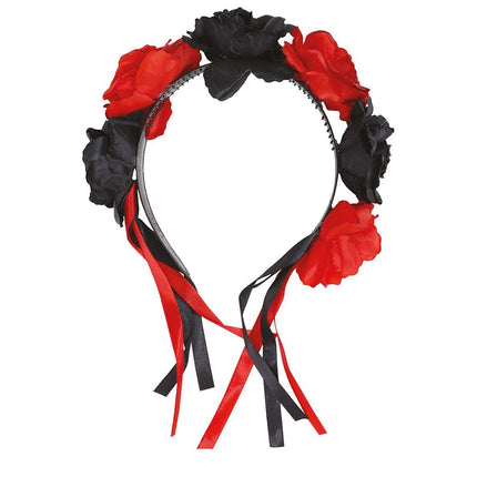 Halloween Haarband Blumen Rot Schwarz