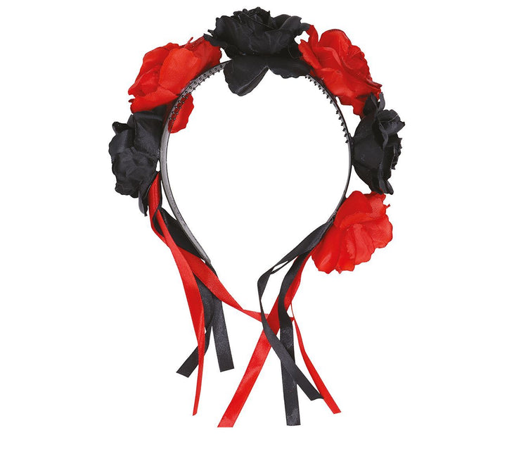 Halloween Haarband Blumen Rot Schwarz