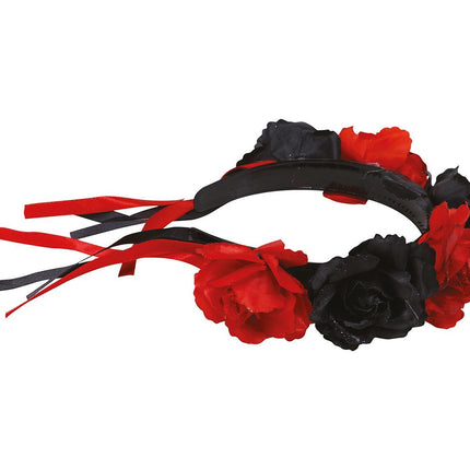 Halloween Haarband Blumen Rot Schwarz