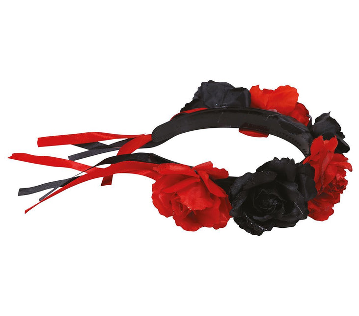 Halloween Haarband Blumen Rot Schwarz