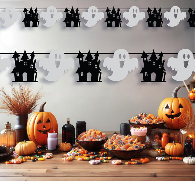 Halloween Girlande Schwarz Weiß 3m