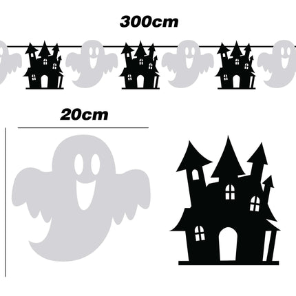 Halloween Girlande Schwarz Weiß 3m