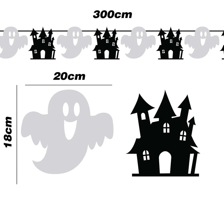 Halloween Girlande Schwarz Weiß 3m