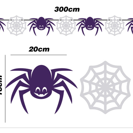 Halloween-Girlande Spinnen und Spinnennetz 3m