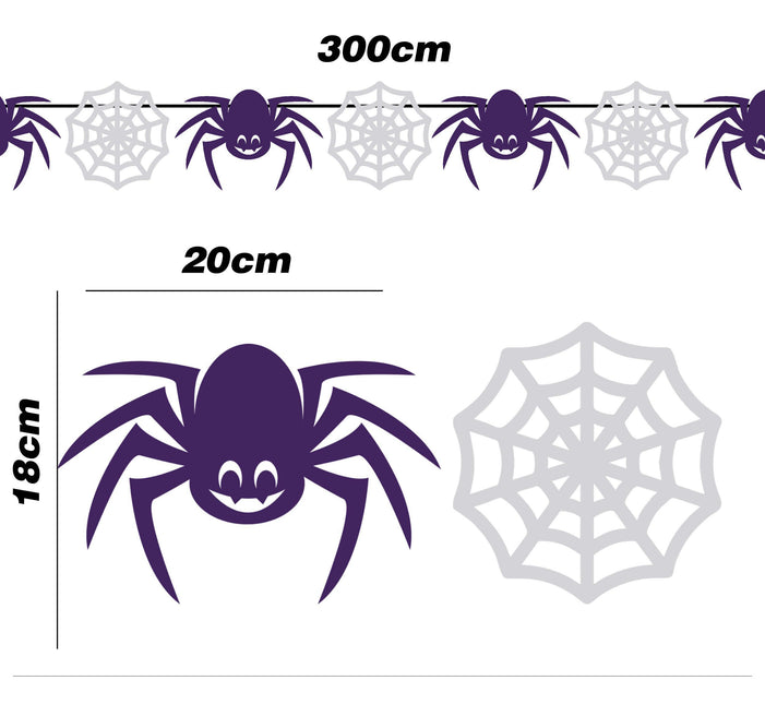 Halloween-Girlande Spinnen und Spinnennetz 3m