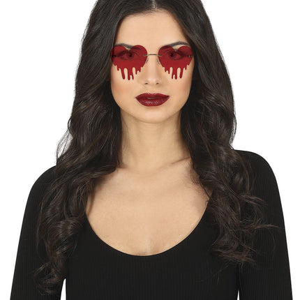 Halloween Brille Herz mit Blutstropfen