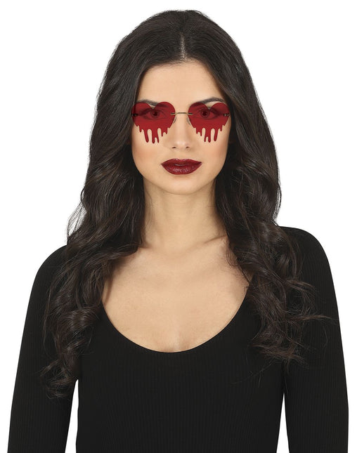 Halloween Brille Herz mit Blutstropfen