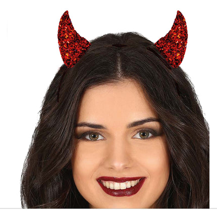 Halloween Haarband Red Devil Glitter