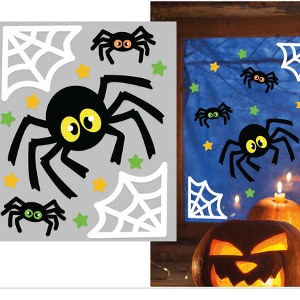 Halloween Fensteraufkleber Spinnen und Spinnennetz 25cm