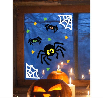 Halloween Fensteraufkleber Spinnen und Spinnennetz 25cm